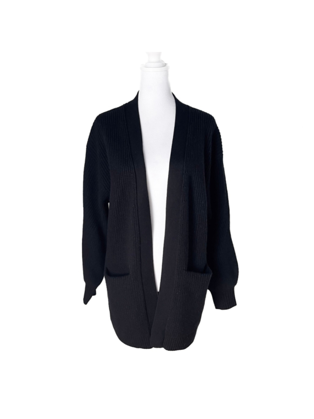Aritzia Wilfred Free Unwind Sweater Women's XS Black Merino Wool Open Cardigan